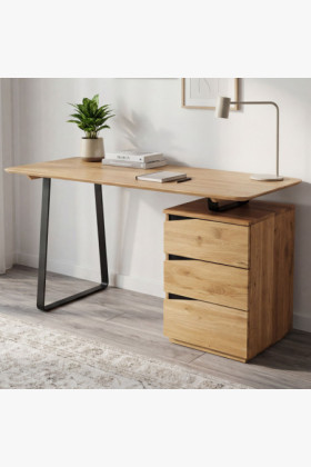 Dubový pracovný stôl, s čiernymi kovovými nohami, Smak